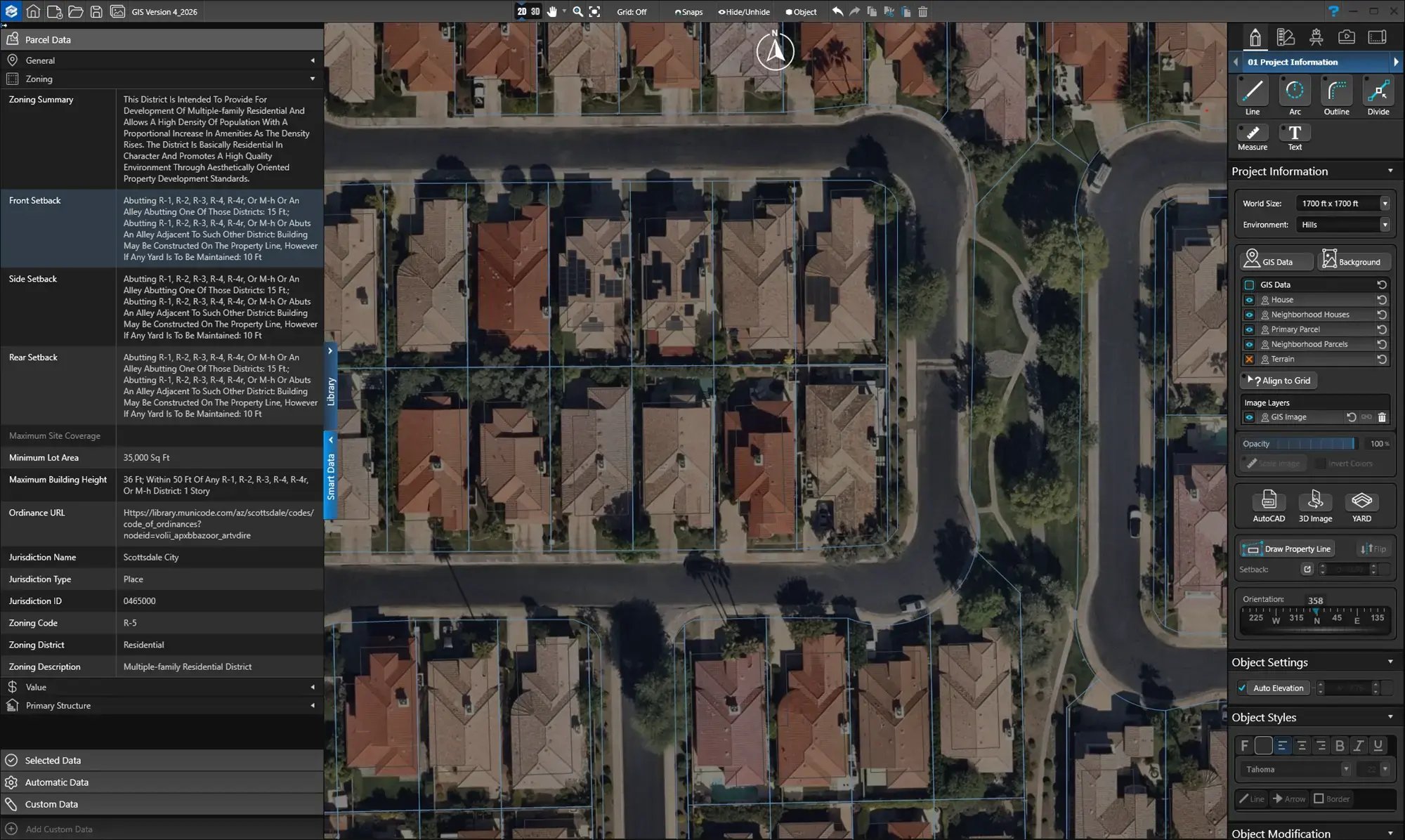 Vip3D landscape design software integrating aerial imagery with scaled site plans for accurate real-world positioning and layout