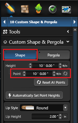 Custom Shape Point Height