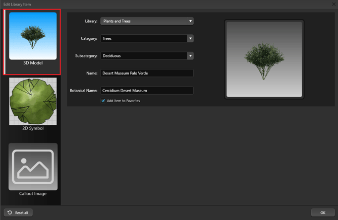 Edit Library Item 3D Model