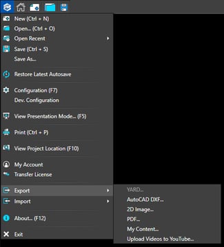 Export Menu