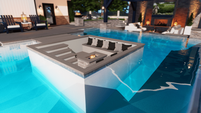 In Pool Seating Step 5 3D