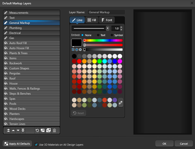 Markup Default Layers