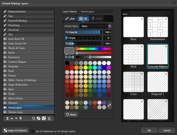 Markup Layer Set Default Fill