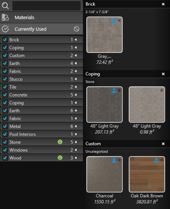 Materials Library_Currrently Used Tab