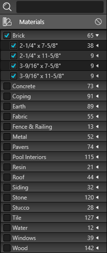 Materials Tab List
