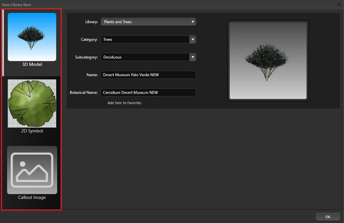 New Library Item Dialog