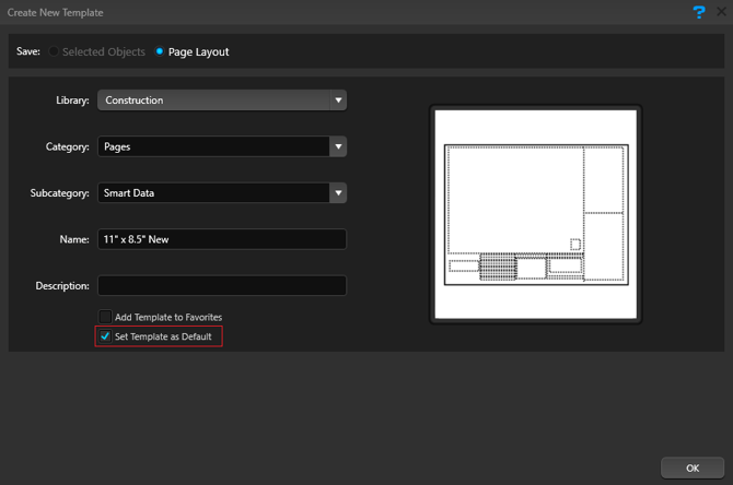 Page Layout Create New Default Template