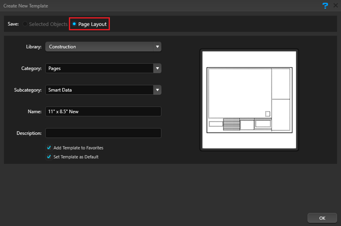 Page Layout Create New Template