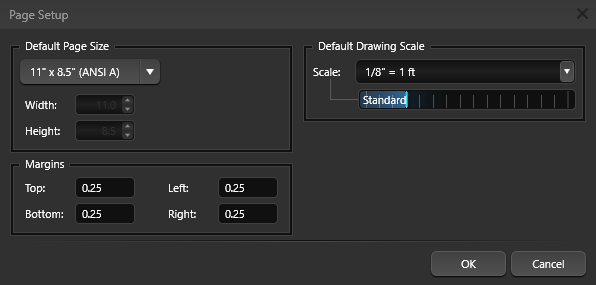Page Layout Setup Menu