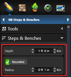 Steps and Benches depth