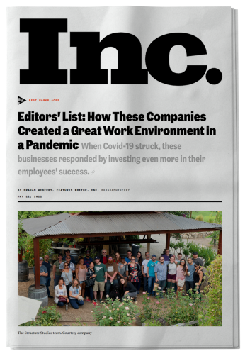 Inc. Magazine cover recognizing Structure Studios as a top place to work