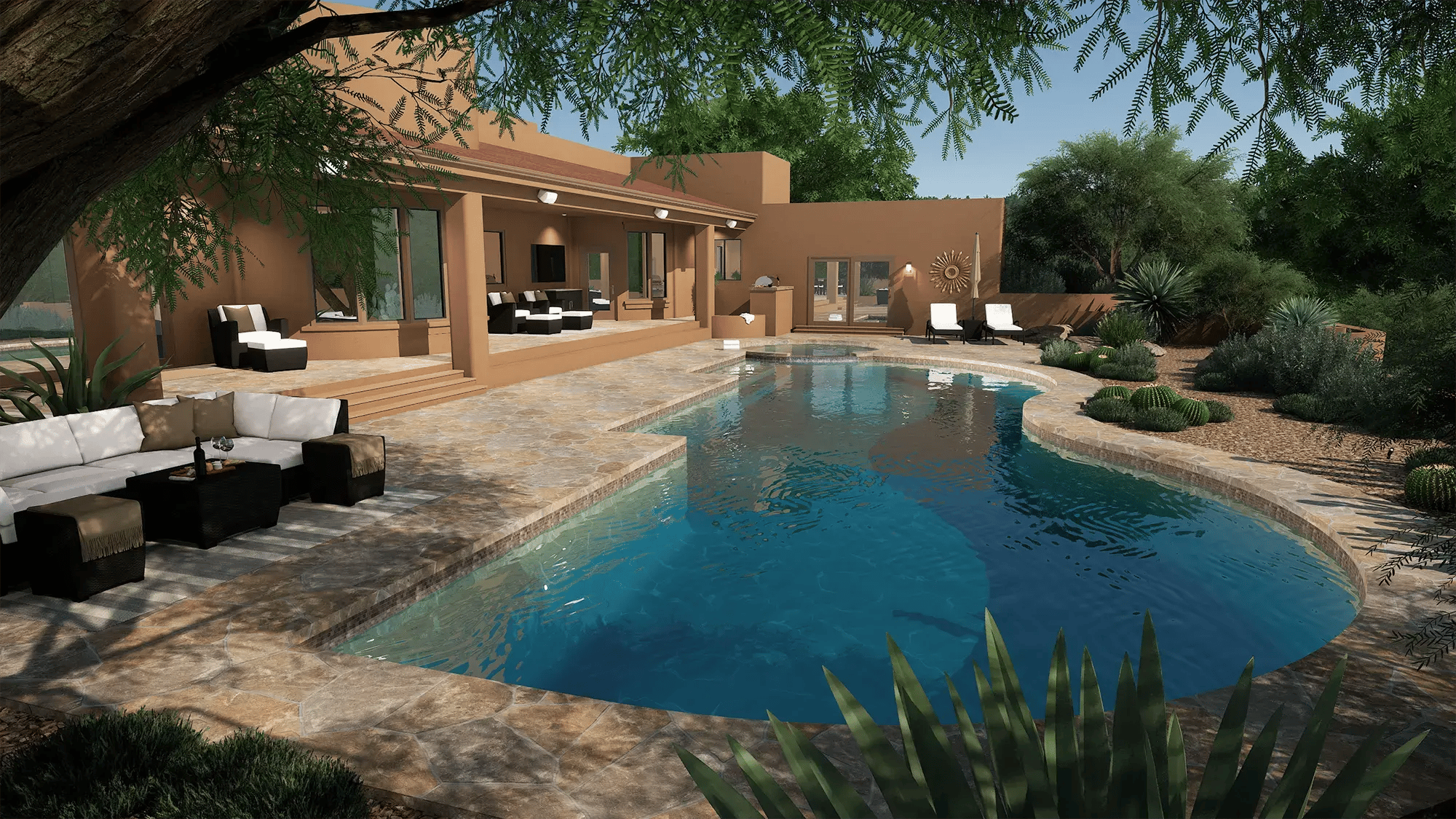 Pool-Studio-design-software-adobe-home-pool-travertine-coping-barrel-cactus-desert-landscape