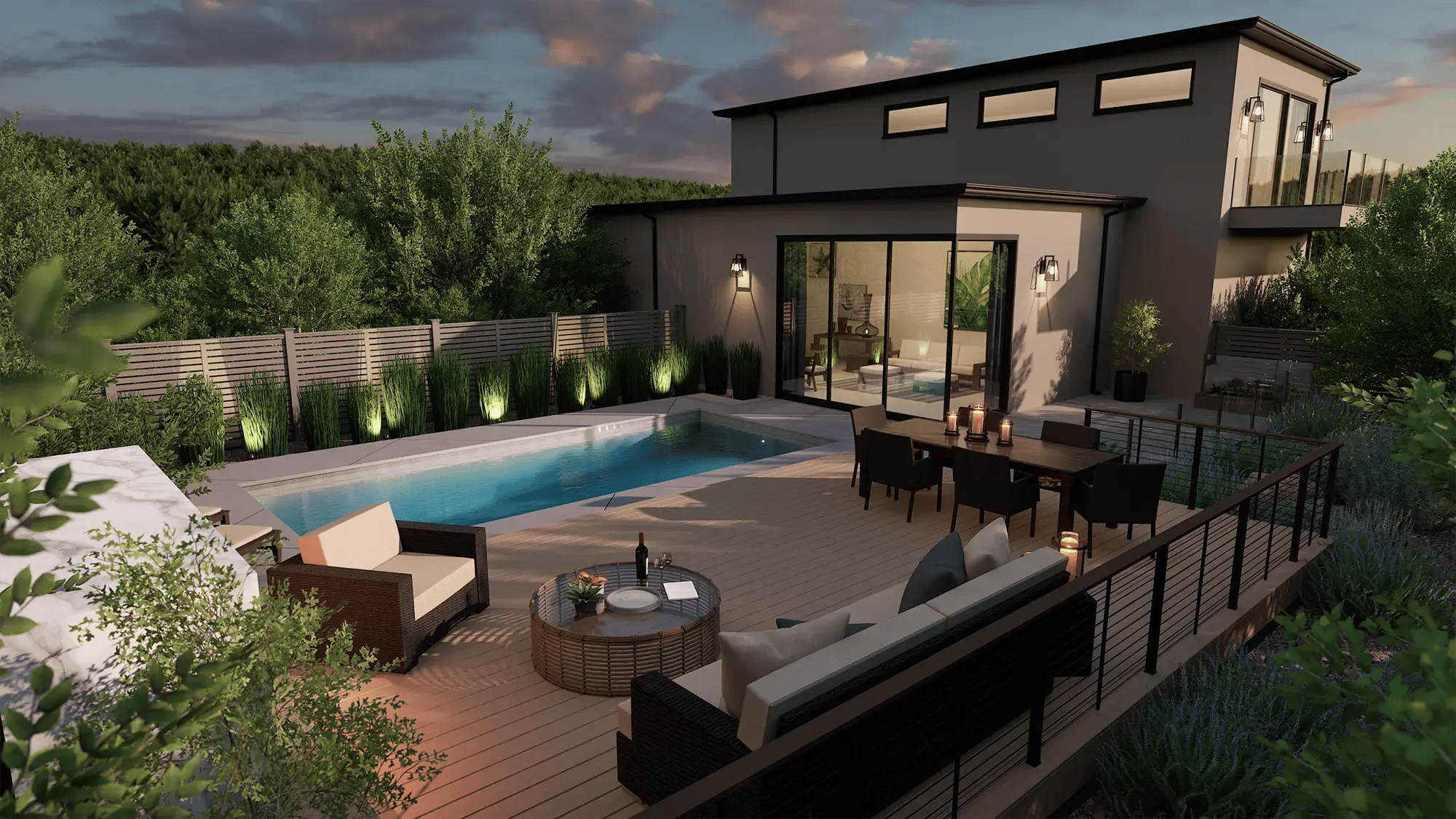 Vip3D-outdoor-living-design-software-deck-pool-lounge-dining-cable-railing-uplighting-lavender-dusk