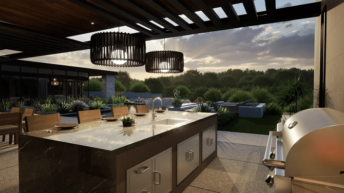 Vip3D-outdoor-living-landscape-design-software-version-4-outdoor-kitchen-lights-pergola-built-in-grill-desert-landscaping-fire-feature