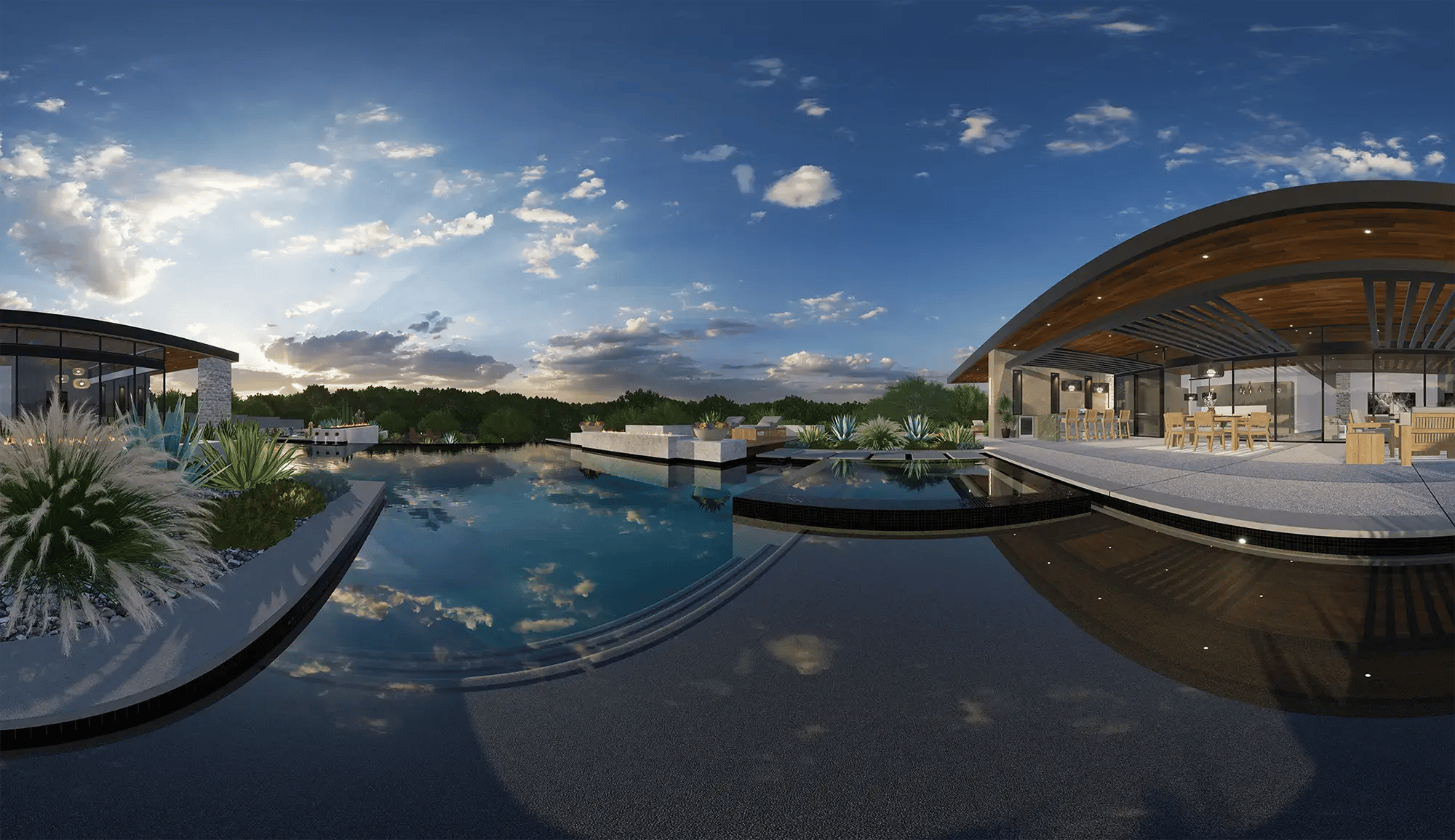 Vip3D-virtual-reality-design-software-luxury-home-360-vr-panorama-infinity-pool-reflection-outdoor-landscape-dusk