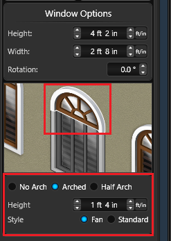 Window arch options