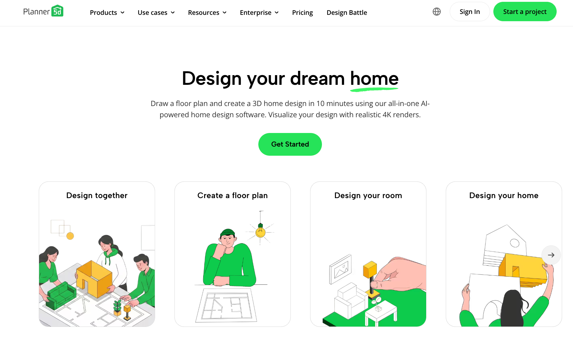Planner 5D homepage
