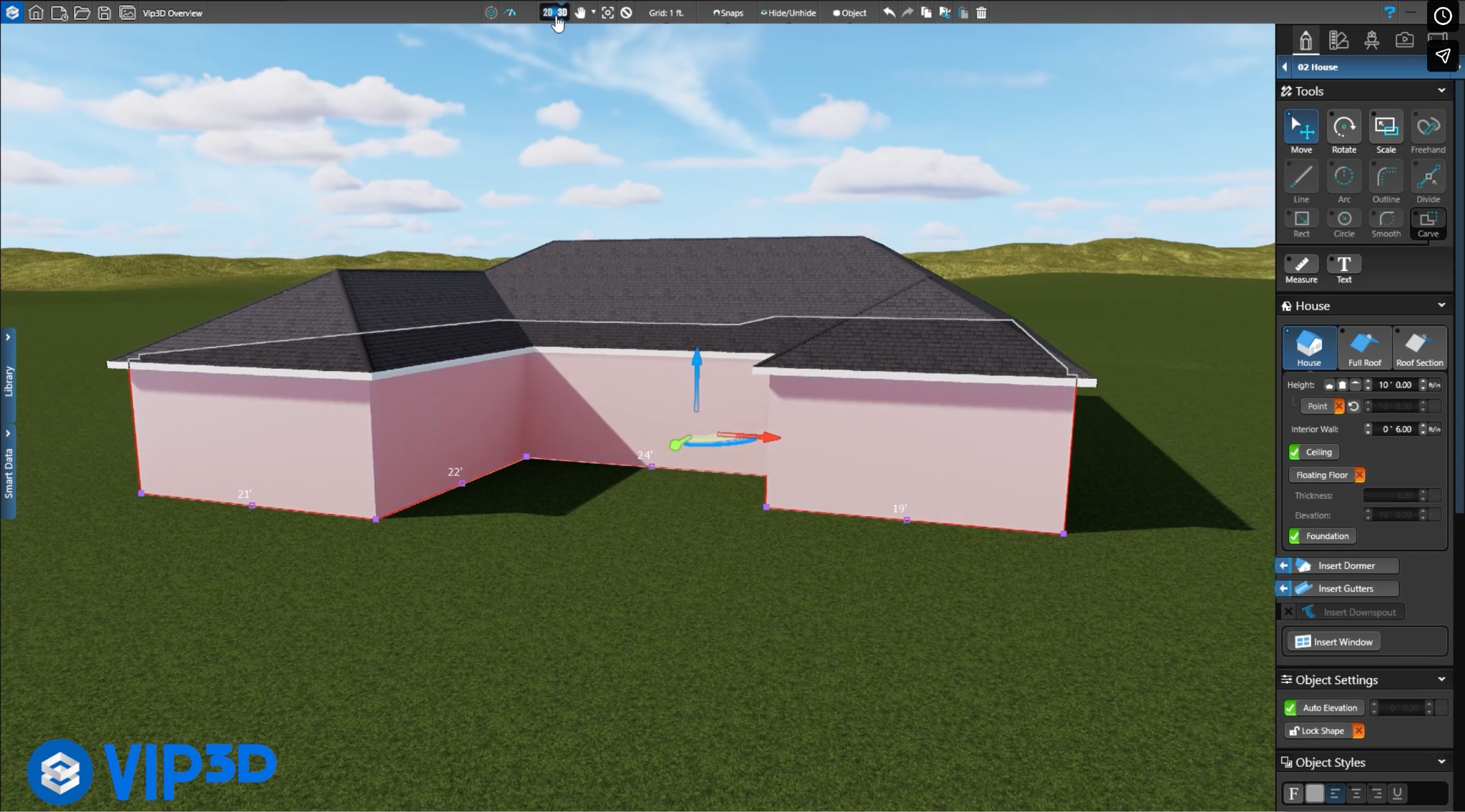 Designing in 3D on design software