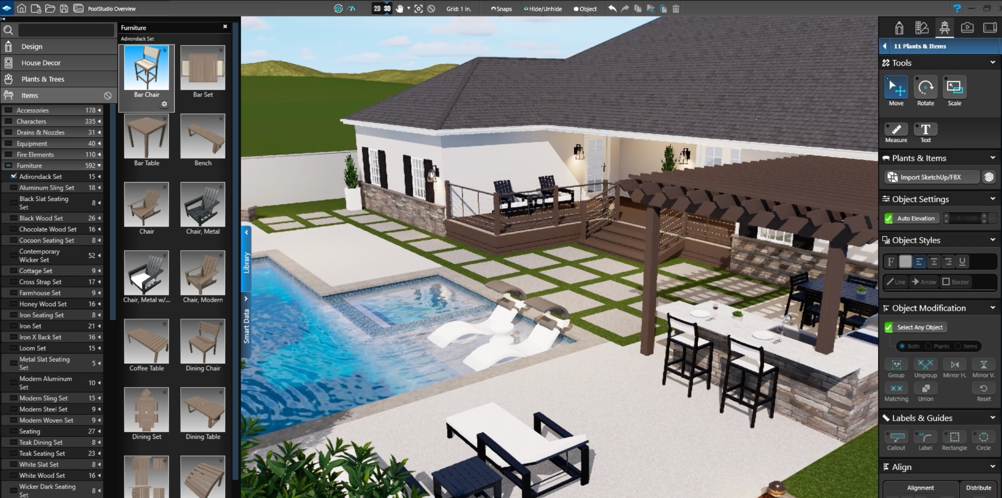 Designing a house with a pool using design software