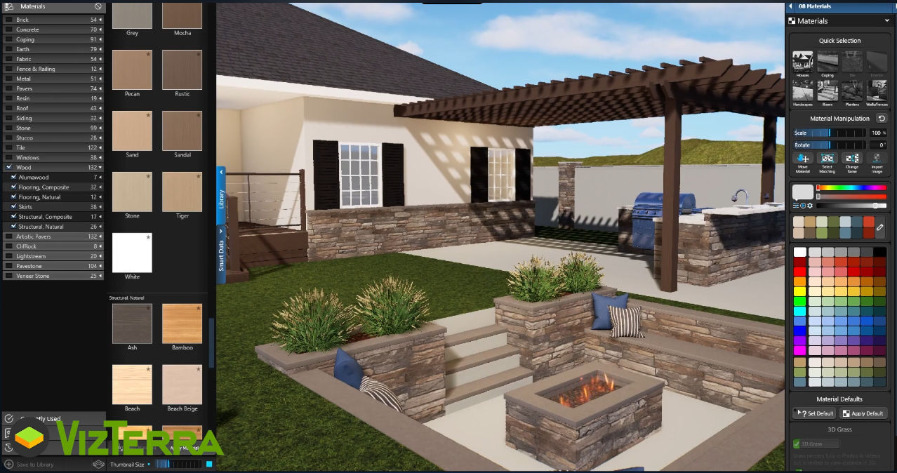Render of the exterior of a house in VizTerra