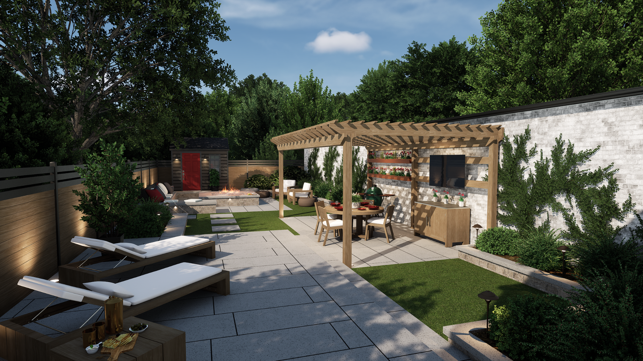 Render of a house patio in VizTerra