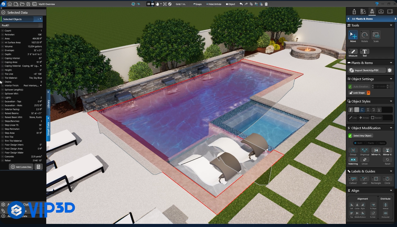 Designing a pool on Vip3D