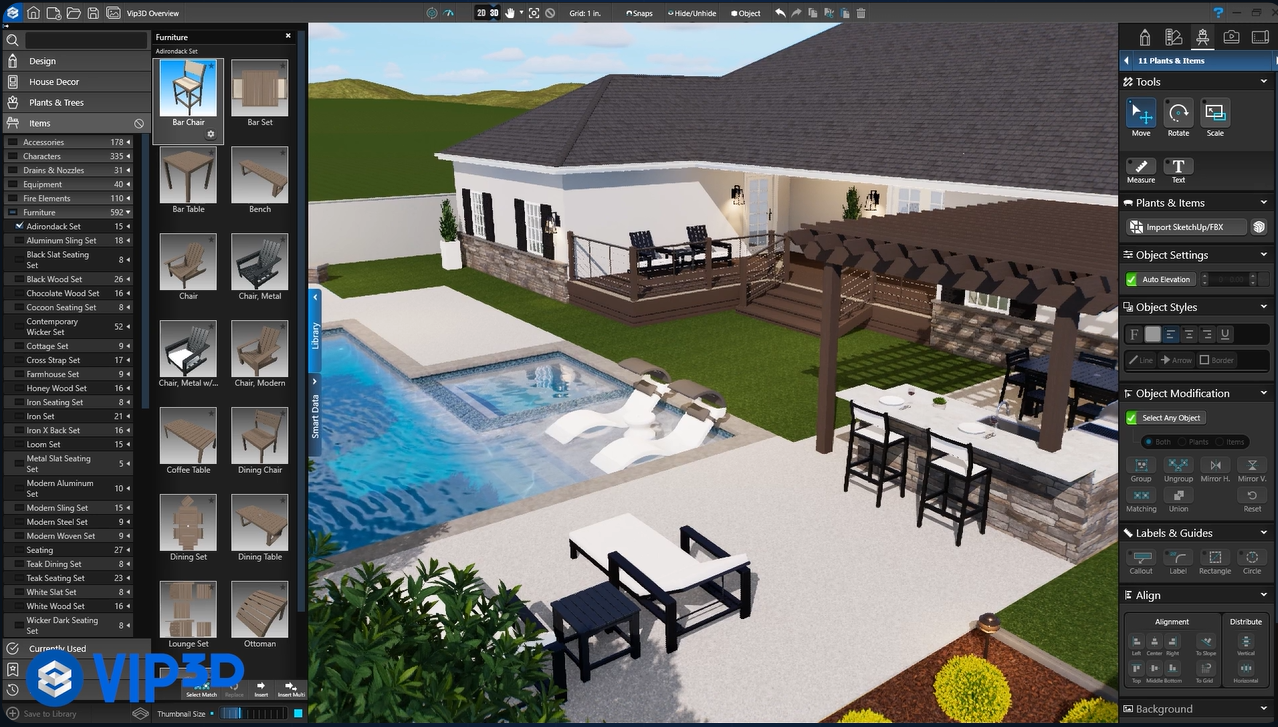 Designing a house with a pool using Vip3D