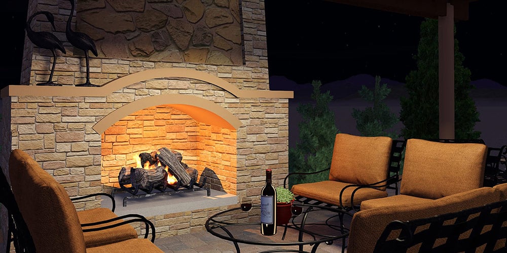 Outdoor Fireplaces in 3D Pool, Landscape, and Garden Design Software