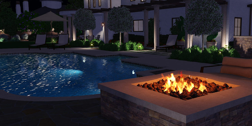 Water and Fire Features in 3D Pool, Landscape, and Garden Design Software