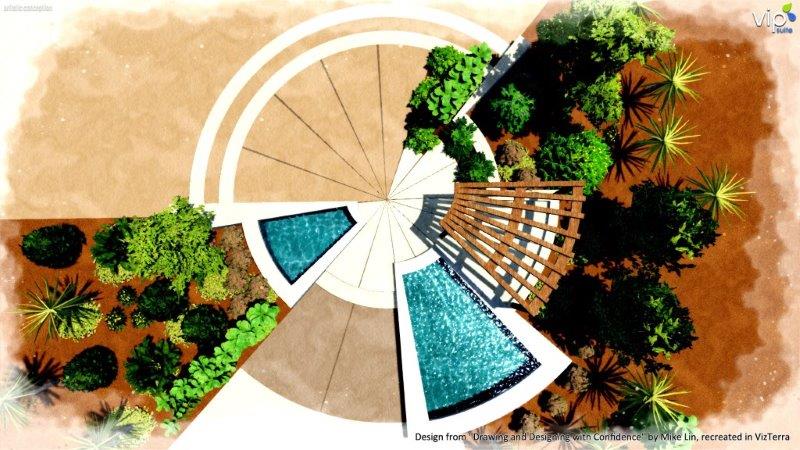 Radial form composition in landscape design software Radial form composition in landscape design software