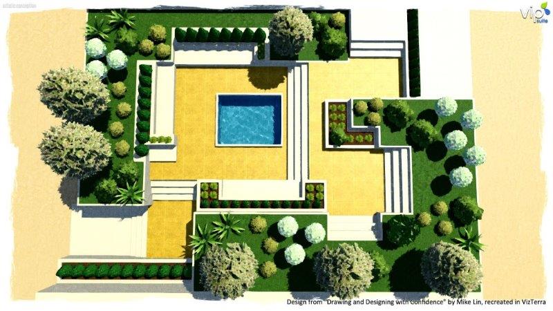 Rectilinear form composition in landscape design software Rectilinear form composition in landscape design software